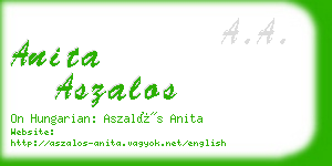 anita aszalos business card